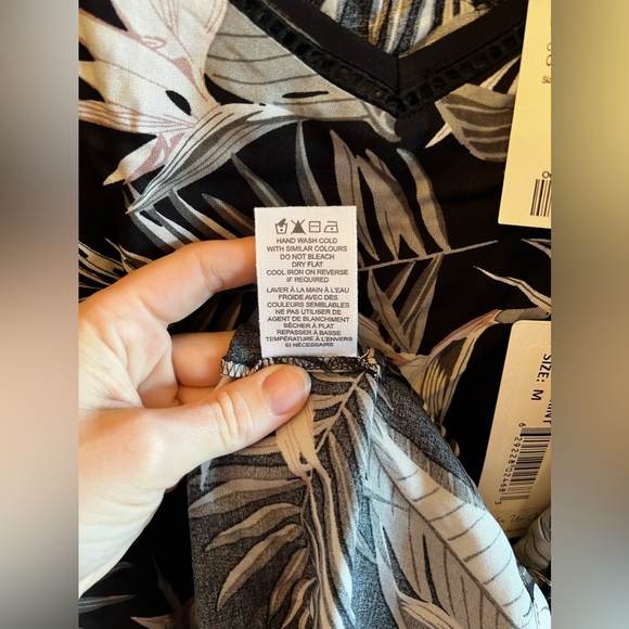 NWT Waikiki Mini Dress / Coverup | Drawstring Drop Waist | Palm Print | Size M - Picture 7 of 8